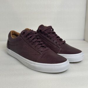 Vans Men's Dark Red Leather Sneakers